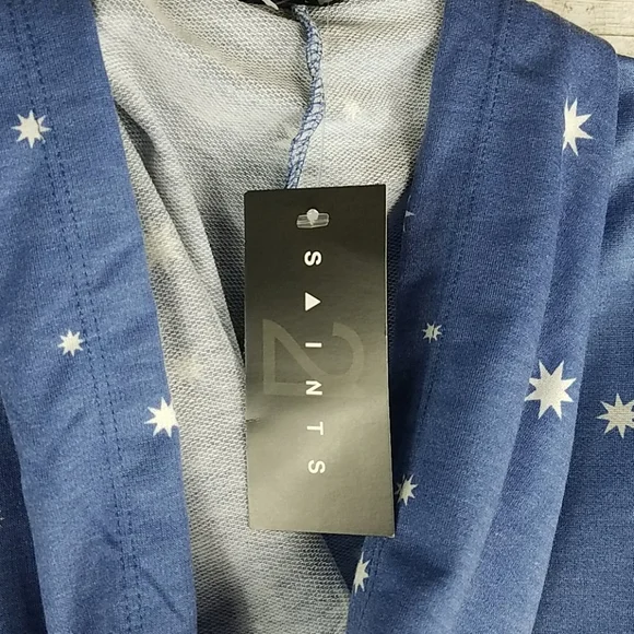 NWT, Saints21,0173,Blu white stars hoodie crop top, SUPER CUTE, Sz S - Picture 6 of 12